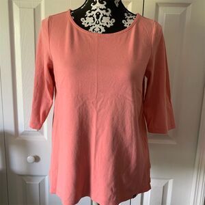 Lands' End Women's 3/4 Sleeve Boat Neck Blouse Orange Size M